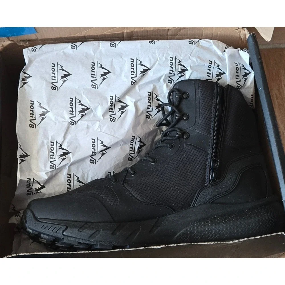 Nortiv8 Mens Military Tactical Boots Black Side Zip SNMT241M Size 13 NEW